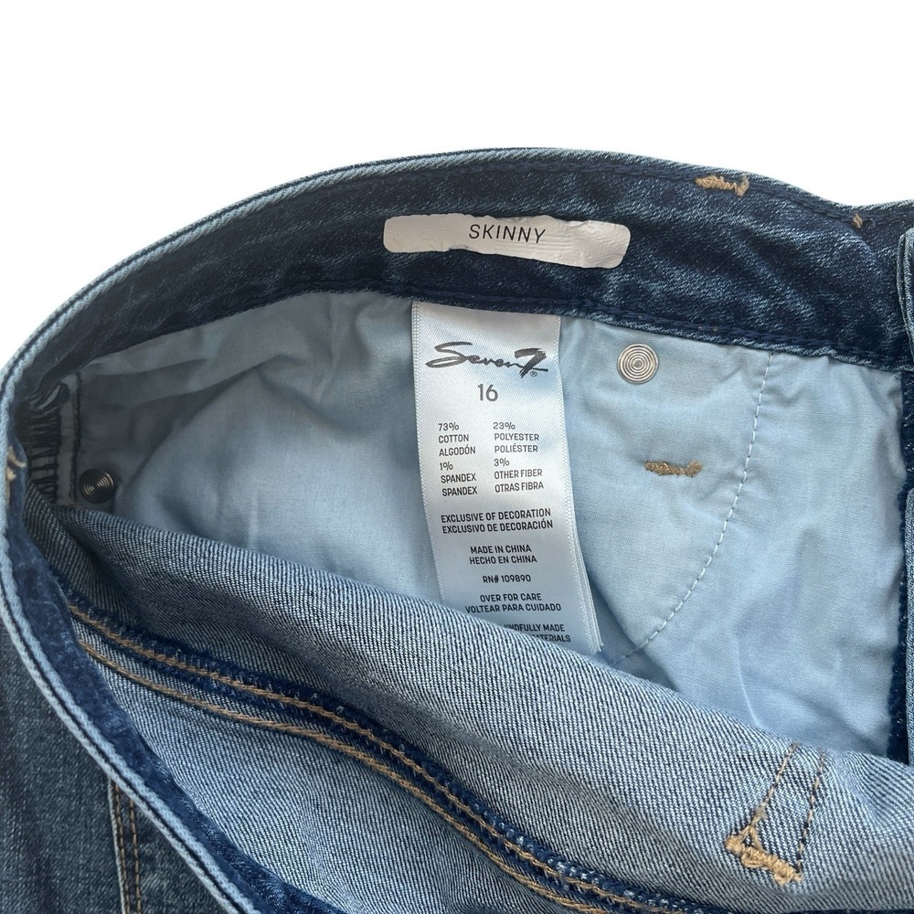 Seven 7 Jeans Women's Size 16 Skinny, Lot of 2, Medium Wash Denim Cotton Blend - Picture 4 of 8
